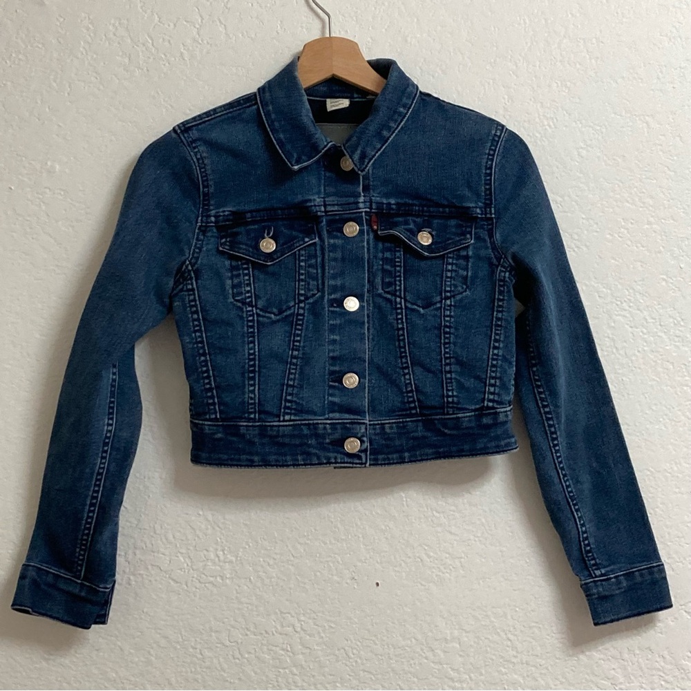 Levi's Blue Cropped Denim Jacket, Size S